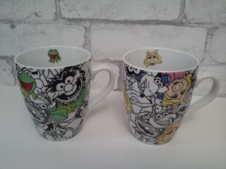 Disney,  The Muppets Cast With Kermit & Miss Piggy Accents Set Of Two Mugs