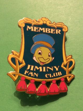 Disney P.  I.  N.  S Pinocchio Jiminy Cricket Fan Club Pin 34682 Le1000