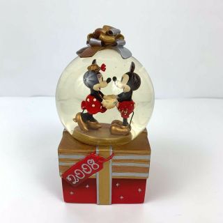 Disney Store Mickey Mouse Minnie Snow Globe Glitter Christmas Present Water 2008