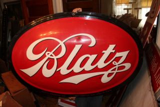 Rare Large Vintage 1951 Blatz Beer Bar Tavern Gas Oil 54 " Embossed Metal Sign