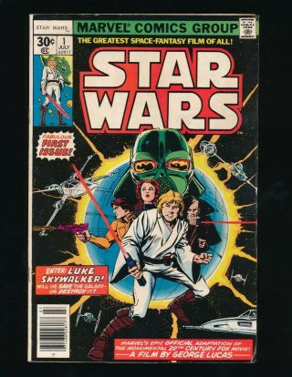 Star Wars 1 Marvel Comics 7/1977 Part 1 Star Wars: A Hope Movie Adaption A1