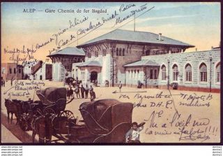 Syria Alep Aleppo Gare Chemin De Far Bagdad Color Photo Postcard 1922