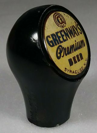 Old Greenway ' s Premium Beer Ball Style Tap Knob Syracuse York NY Brewing Co. 2