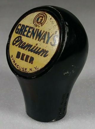 Old Greenway ' s Premium Beer Ball Style Tap Knob Syracuse York NY Brewing Co. 3