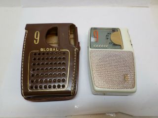GLOBAL GR - 900 9 Transistor Radio with Case Made in Japan D3 3