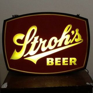 Vintage Strohs Double Sided Hanging Lighted Beer Sign