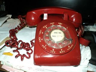 Vintage Western Electric Deep Red Rotary Dial Bell Desk System Phone Cd500 11/73
