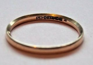 Vintage 9ct Gold Wedding Band Ring Uk Size 0 1.  3 G Hallmarked Vgc