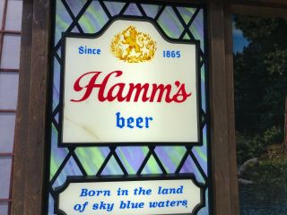 Vintage Hamm ' s Motion Beer Light Sign Scene - O - Rama Canoe Campsite,  Fire,  Lake 3