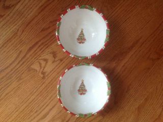 Set Of 2 Christopher Radko Letters To Santa 6 " Coupe Cereal Bowls Ironstone Vhtf
