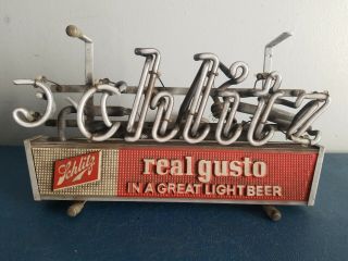 (vtg) 1960s Schlitz Beer Back Bar Neon Light Up Sign Milwaukee Broken