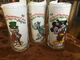 [set Of 3] Coca Cola Mickey Christmas Carol Collectible Drinking Glasses