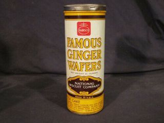 Vintage Nabisco Famous Ginger Wafers Cookie Tin Canister 1930s 1940s -