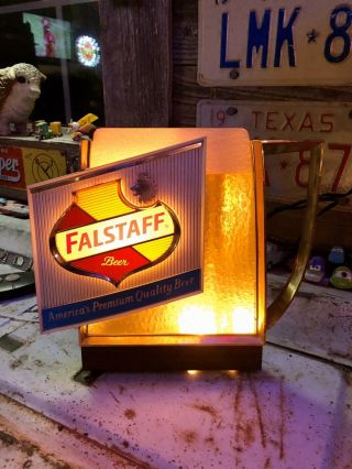 Rare Vintage Falstaff Beer Bubbler Sign Motion Man Cave Bar Keg Brewing