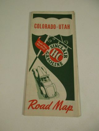 Vintage Hc Sinclair Colorado Utah Oil Gas Station Travel Road Map - 1940 Census - K2