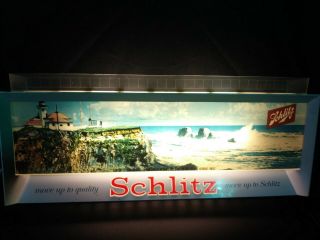Vintage Rare 1958 Schlitz Beer Lighthouse Light Up Sign For Bar Or Man Cave.