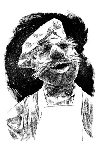 Muppets Swedish Chef Ink Drawing,  Art By Andy Bennett,  Inktober 2019