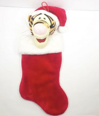 Disney Tigger Winnie The Pooh 19” Plush Santa Hat Head Red Christmas Stocking