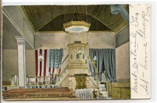 Vintage 1907 Udb Postcard Herkimer,  York Interior Of Fort Herkimer Church