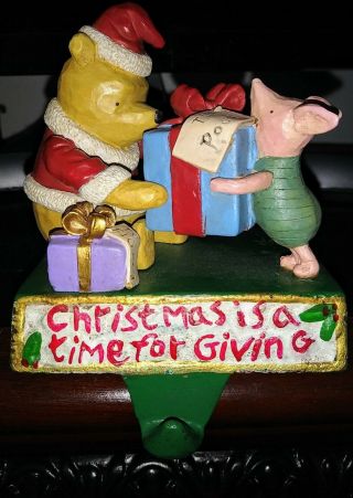Disney Winnie The Pooh & Piglet Christmas Stocking Hanger Vg