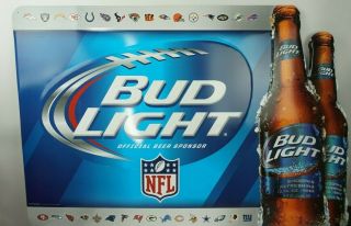 Bud Light Budweiser NFL Football Metal Beer Sign Huge 44 x 29 