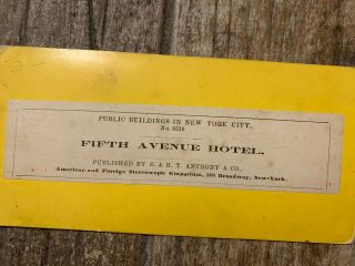 York Stereoview 5th Avenue Hotel by Anthony 1860s 2