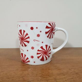 Starbucks Holiday 2007 Raised Candy Cane Peppermint Red White Coffee Mug Cup