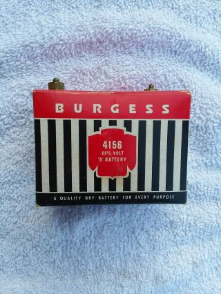 Vintage Burgess 4156 " B " Battery 22 1/2 Volt 1962