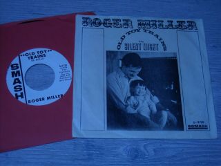 Christmas 45,  Roger Miller.  Silent Night / Old Toy Trains.  Promo P.  S.  Nm -.