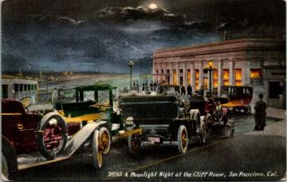 Q28 - 0343,  Cliff House At Night,  San Francisco,  Ca.  Postcard.