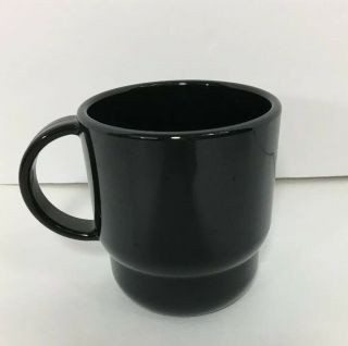 Tupperware Black Coffee Mug Cup Set OF 4 Plastic Travel Camping Stackable 3