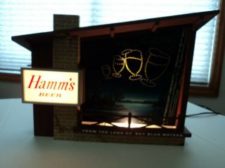 Vintage Hamm ' s Beer Starry Skies Glasses Moon Motion Light Sign 3