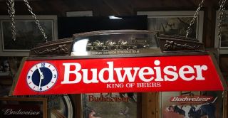 Budweiser World Champion Clydesdales Pool Table Light With Clocks Very Rare