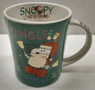 Gibson Peanuts Santa Snoopy Jingle All The Way Christmas Ceramic Coffee Cup Mug