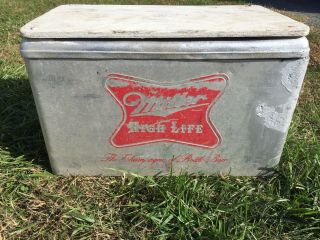 Vintage Cronstroms Miller High Life Metal Cooler Ice Box Chest Logo Beer Bier