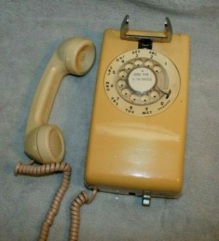 Yellow Wall Mount Western Electric Rotary Dial Telephone 2