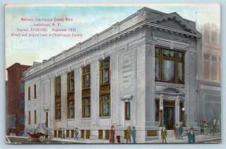 Postcard Ny Jamestown York National Chautauqua Bank Building C1912 V13