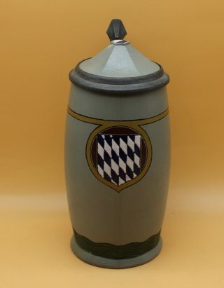 Antique V&b Mettlach Beer Stein 3078 522 Bavarian Shield Villeroy Boch 1 Liter