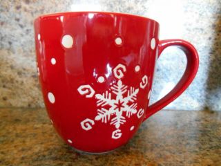 Large Red Starbucks 16 Oz Mug Holiday 2007 Debossed Snowflake