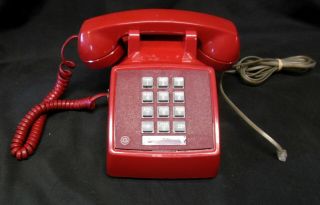 Red Western Electric Push Button Desk Top Phone 1983