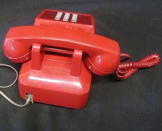 Red Western Electric Push Button Desk Top Phone 1983 3