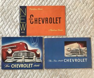 3 Vintage 1946,  1948 & 1949 Chevrolet Car Advertising Booklet Brochures