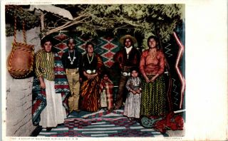 1900s Nm Postcard Fred Harvey A Group Of Navahoes Navajo Indians Child Women