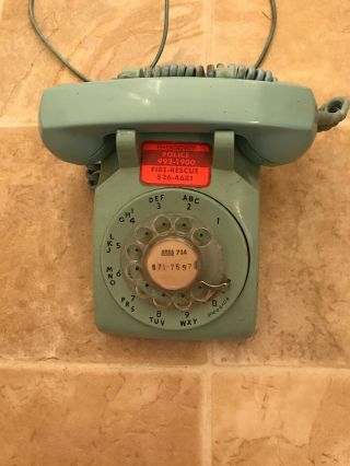 Vintage Blue Seafoam Green Western Electric Rotary Phone Dial Telephone Rare Old