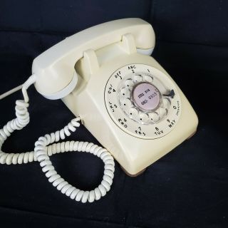 Vintage Beige Tan Western Electric Bell Rotary Dial Desk Phone Telephone 70s