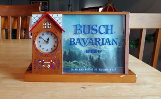 1958 Vintage Busch Bavarian Beer Sign Clock.