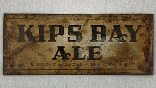 Vintage KIPS BAY ALE Sign 1930 ' s Metal Beer ADVERTISING NYC Brewery RARE 2