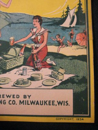 1934 Blatz PICNIC BEER Paper Label Half Gallon Bottle 64oz Milwaukee Lake Party 3