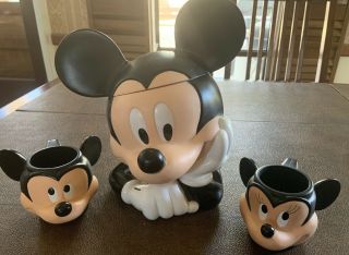 Vintage Disney Mickey Mouse Cookie Jar Treasure Craft,  Minnie&mickey Cups