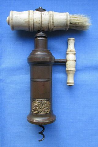 Antique Kings Screw Mechanical Corkscrew/oxbown Side Winding Handle/dowler Badge